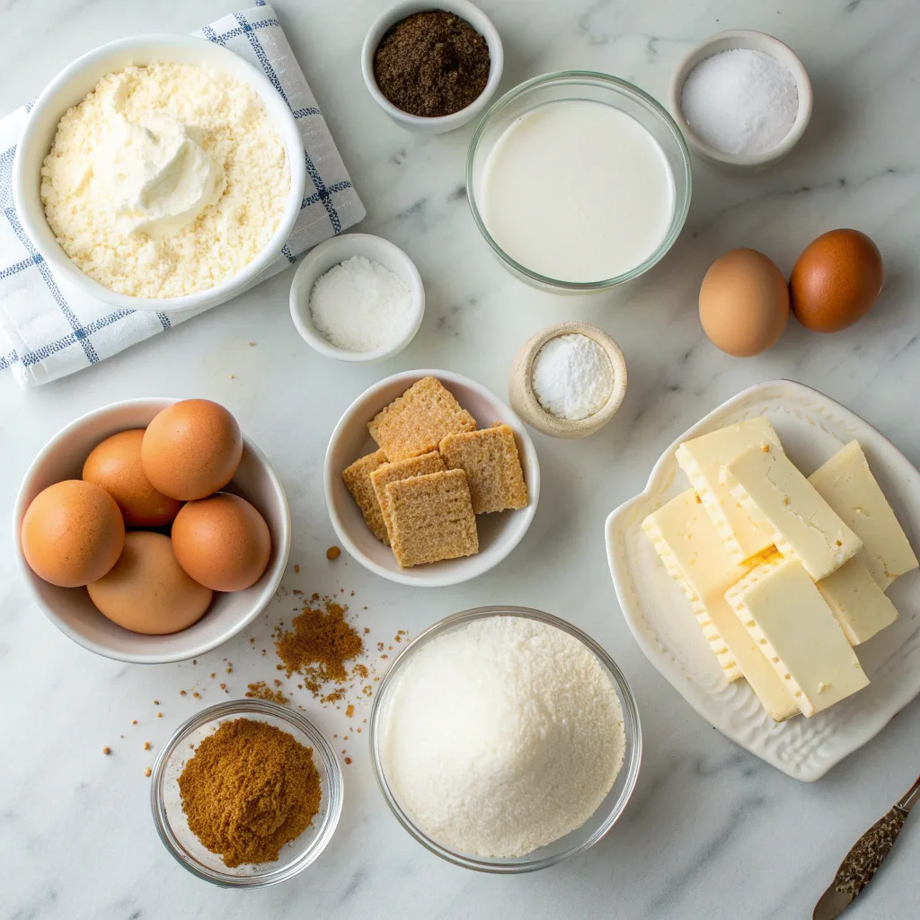 Ingredients for Vanilla Bean Crème Brûlée Cheesecake Cupcakes