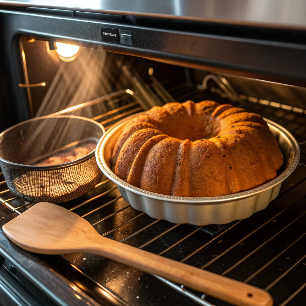Bundt Pumpkin Cake baking in pan