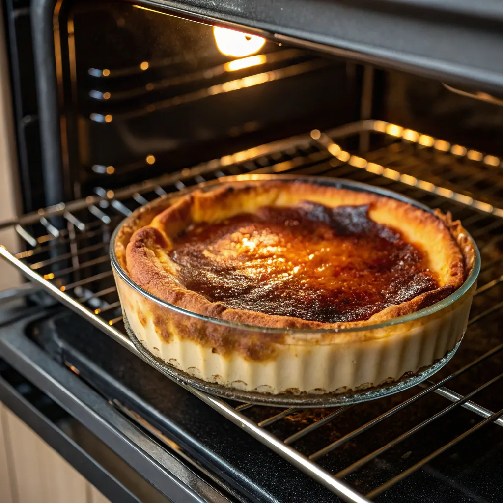 Monster Mash Burnt Basque Cheesecake – Halloween Party Favorite 10 Burnt Basque Cheesecake baking in oven