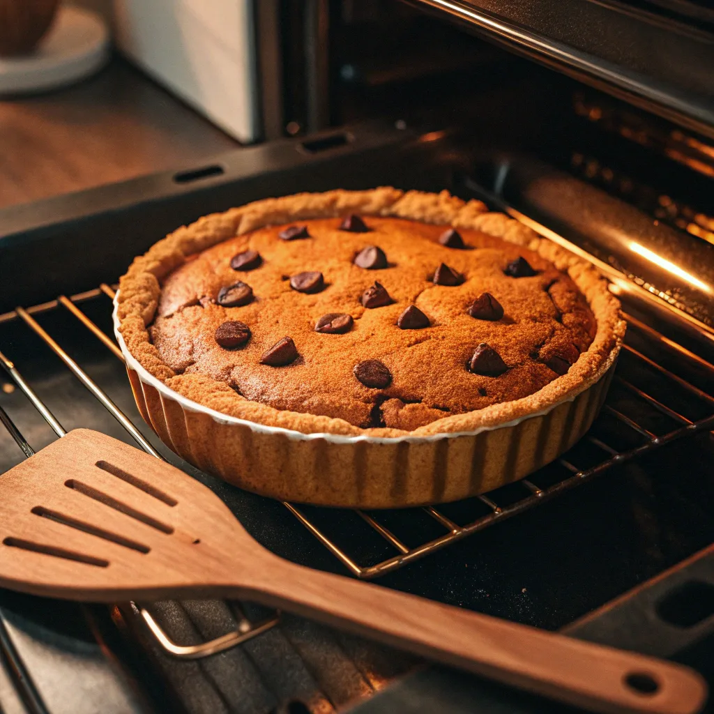 Wicked Pumpkin Cookie Cake – Halloween Pumpkin Cookie Cake 10 Baking pumpkin cookie cake in oven
