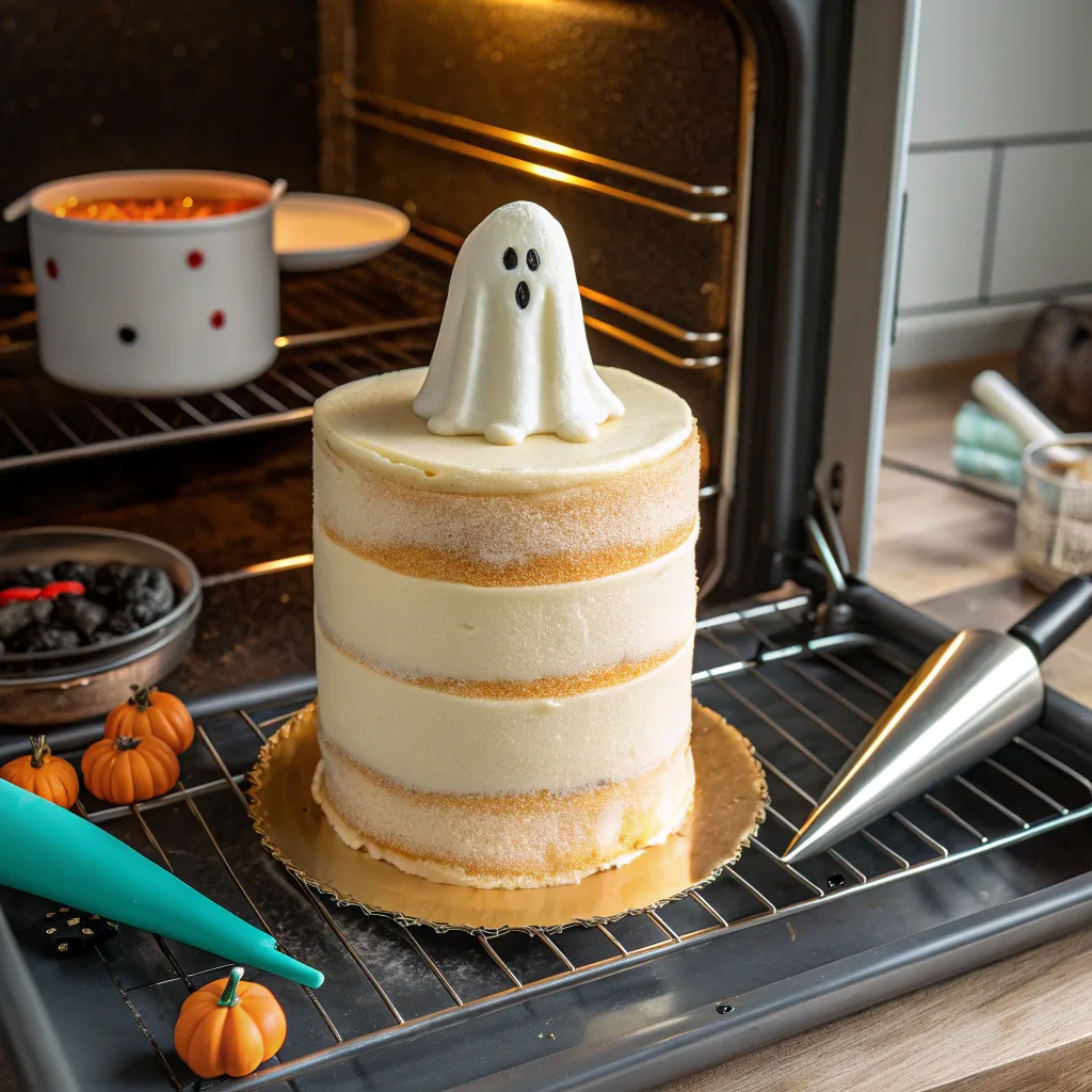 Cooking Halloween Ghost Vanilla Cake