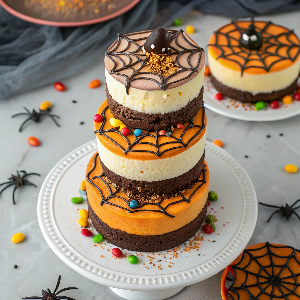 Creepy Pumpkin Cheesecake Tower – Halloween Pumpkin Cheesecake Layer Cake 11 Decorated Creepy Pumpkin Cheesecake Tower variations