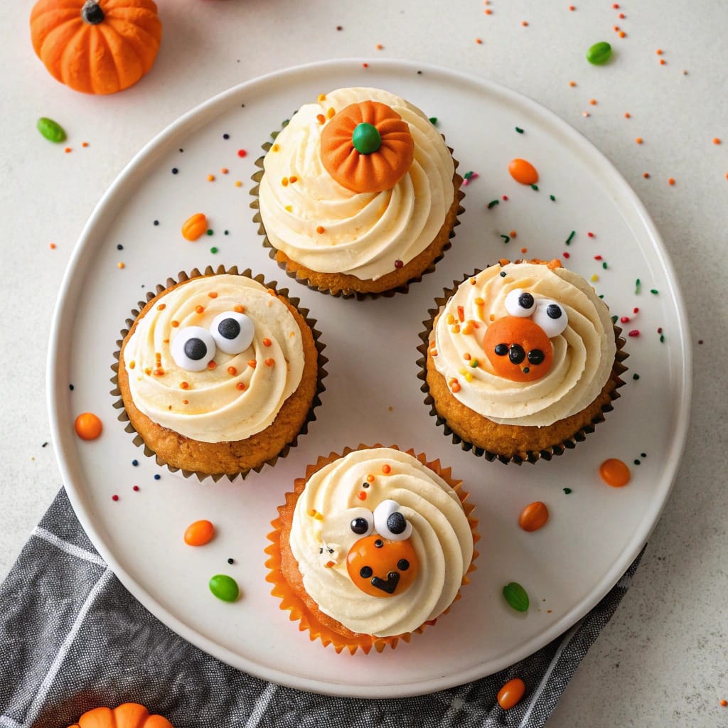 Spooky Pumpkin Cupcakes Recipe for Quick and Festive Halloween Fun 11 Decorated spooky pumpkin cupcakes