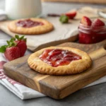 Strawberry Filled Pop Tart Cookies Recipe – Soft, Gooey, and Easy 12 Close-up of a split strawberry filled pop tart cookie