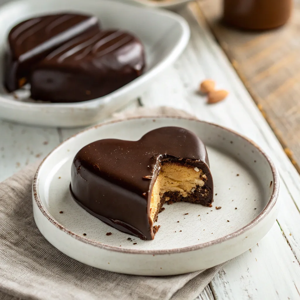 Close-up of a homemade chocolate peanut butter heart