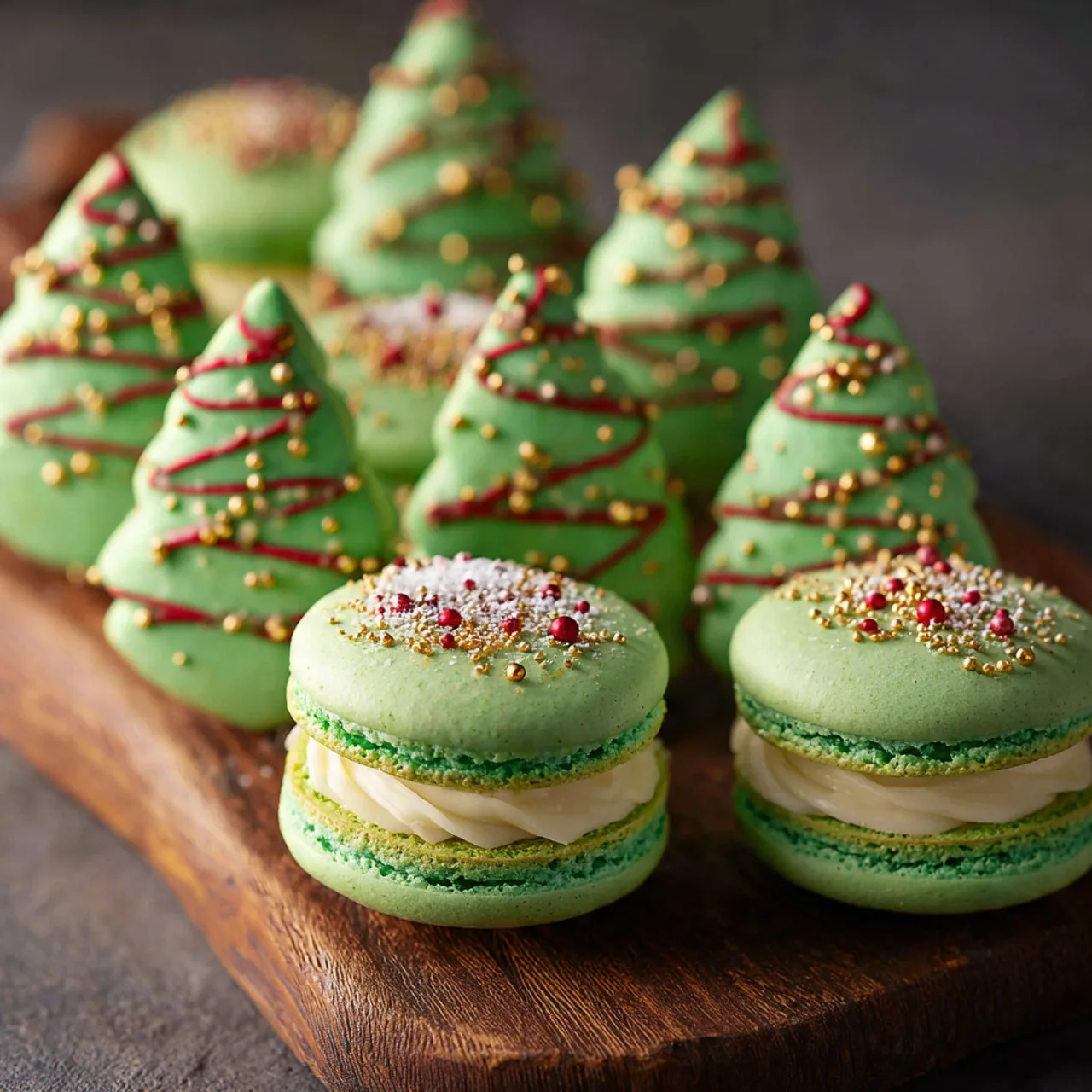 Christmas Tree Cake Macaron Recipe: Easy and Festive Holiday Treat 8 Christmas tree cake macaron on white plate