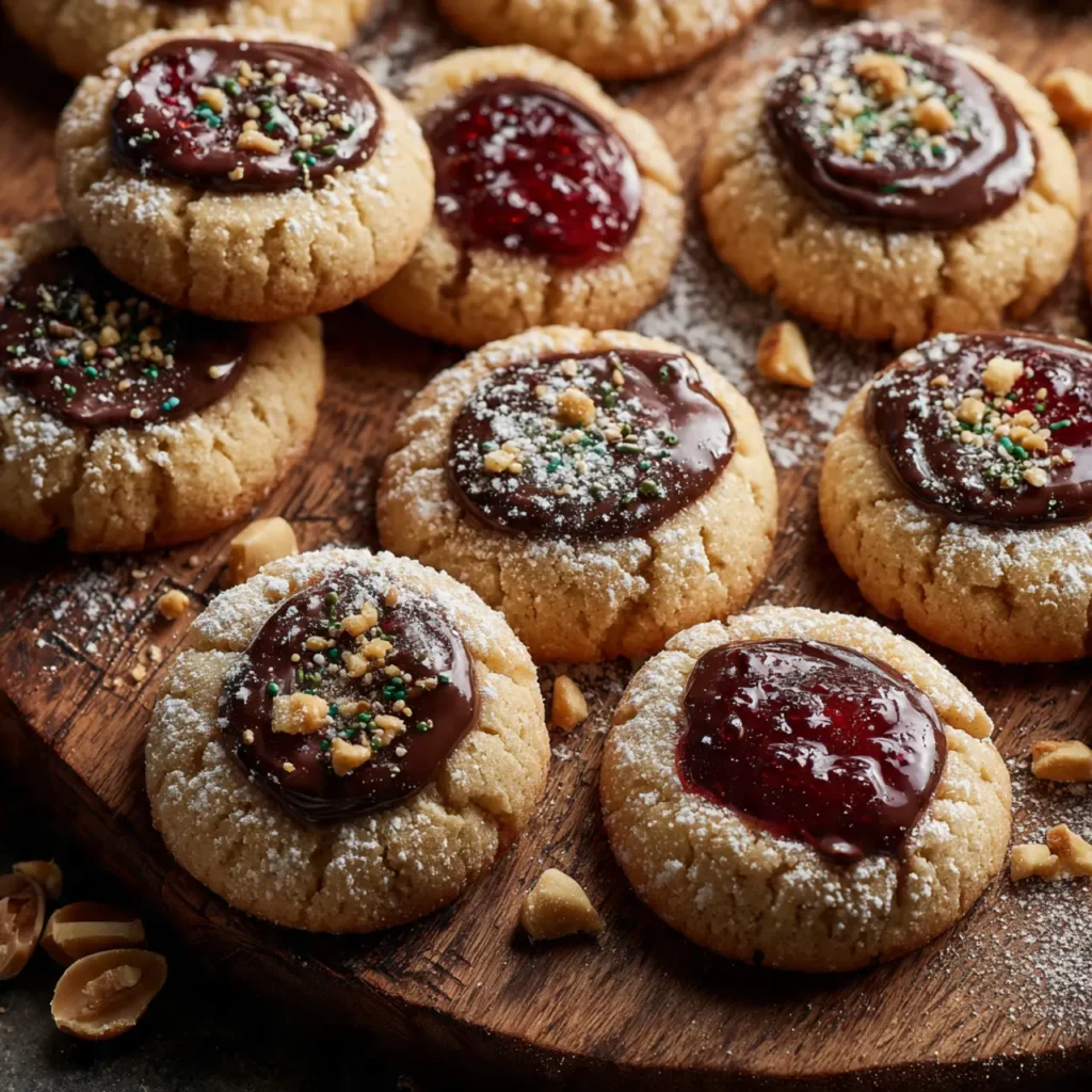 Soft thumbprint cookies with jam centers