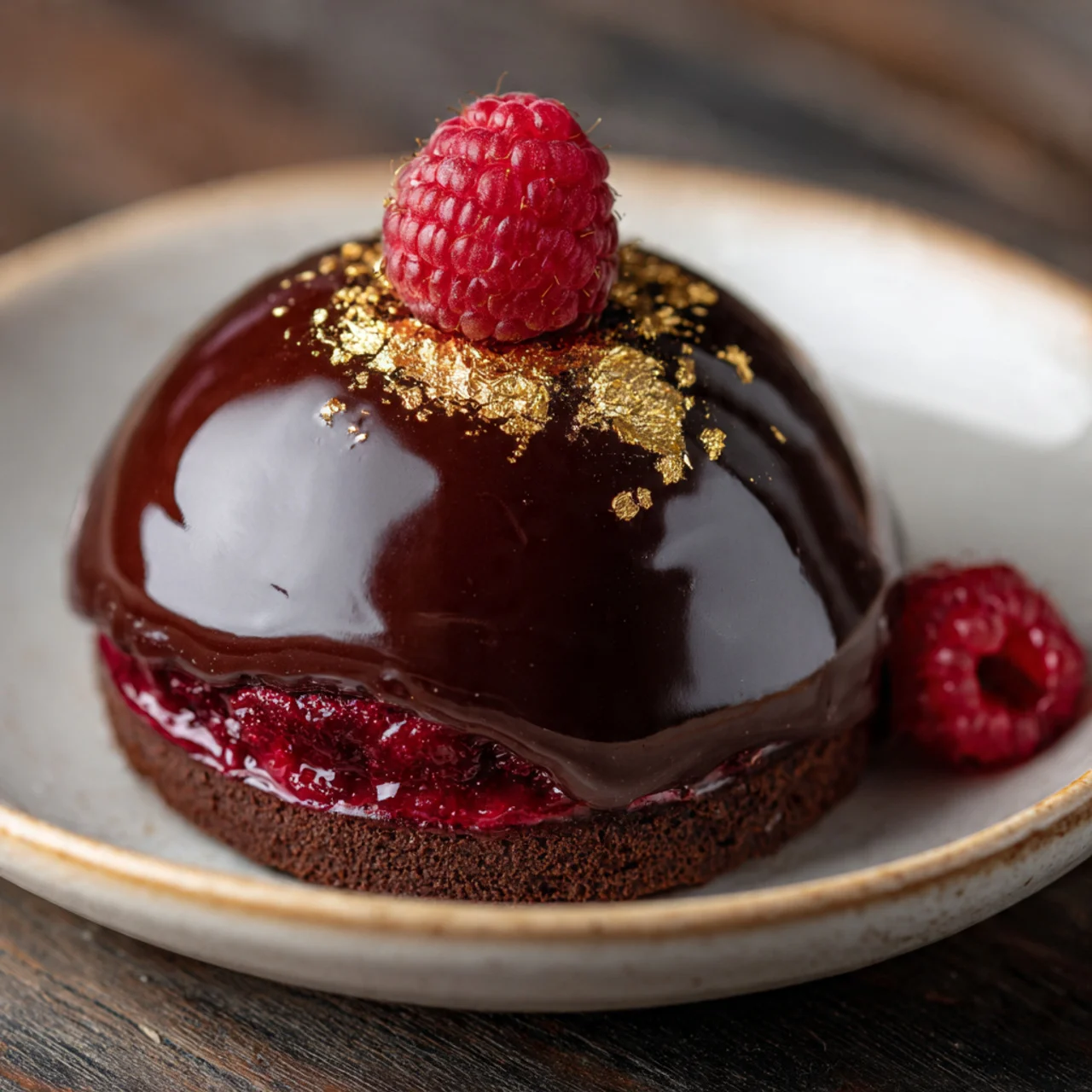 Chocolate Raspberry Mousse Domes Recipe – Easy & Stunning Dessert 8 Chocolate Raspberry Mousse Dome on Plate