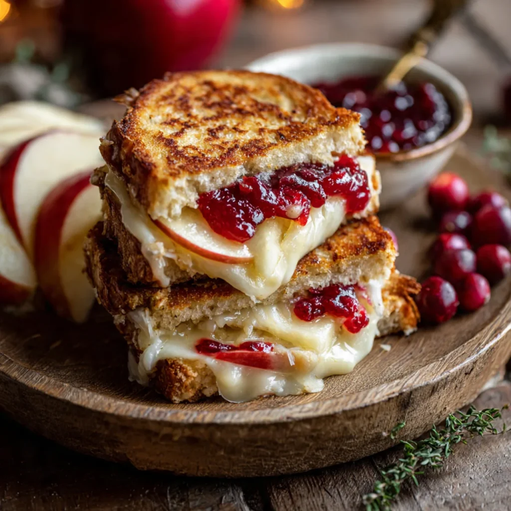 Apple cranberry grilled cheese sandwich