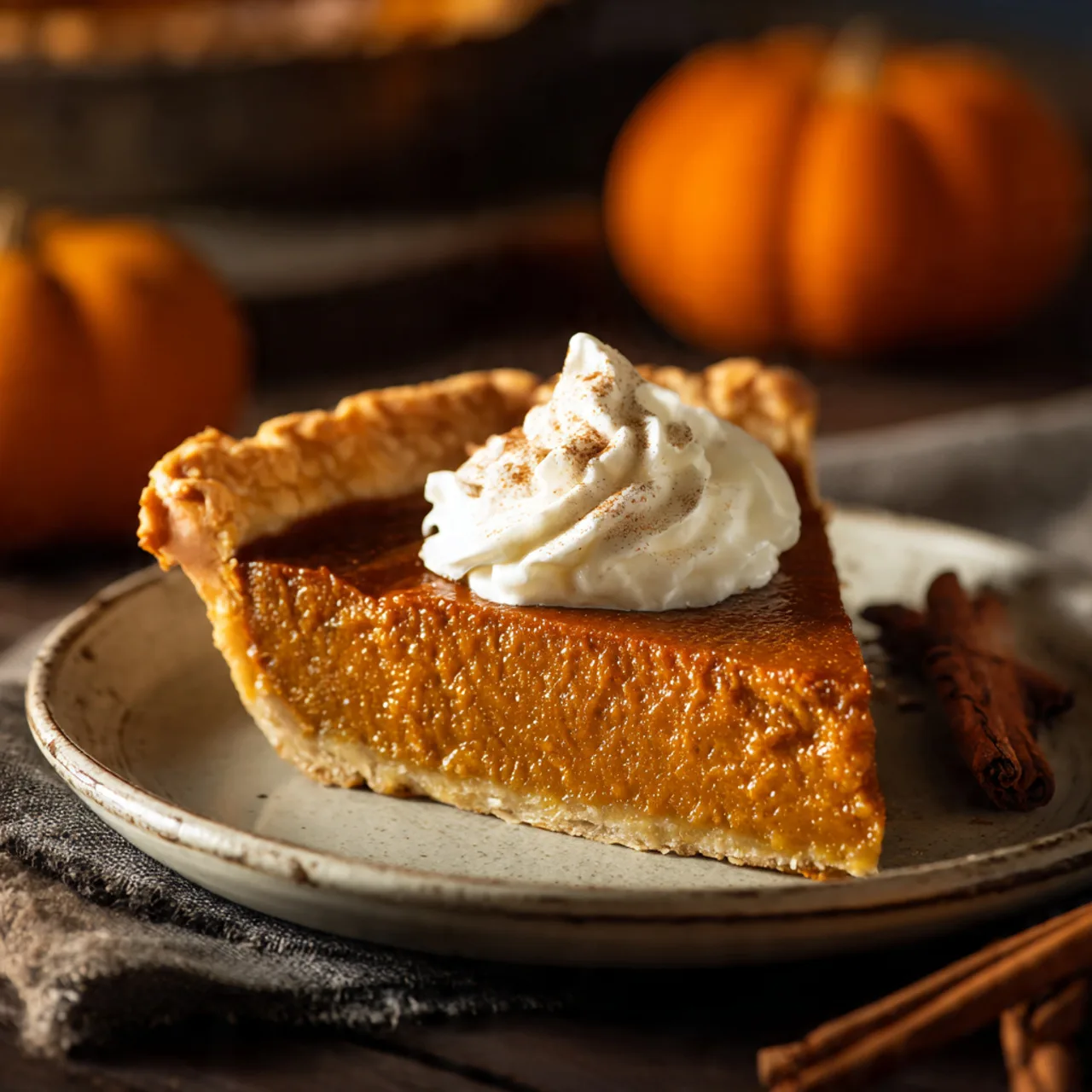 Easy Classic Pumpkin Pie Recipe with Flaky Pumpkin Pie Crust 8 Classic pumpkin pie slice with whipped cream