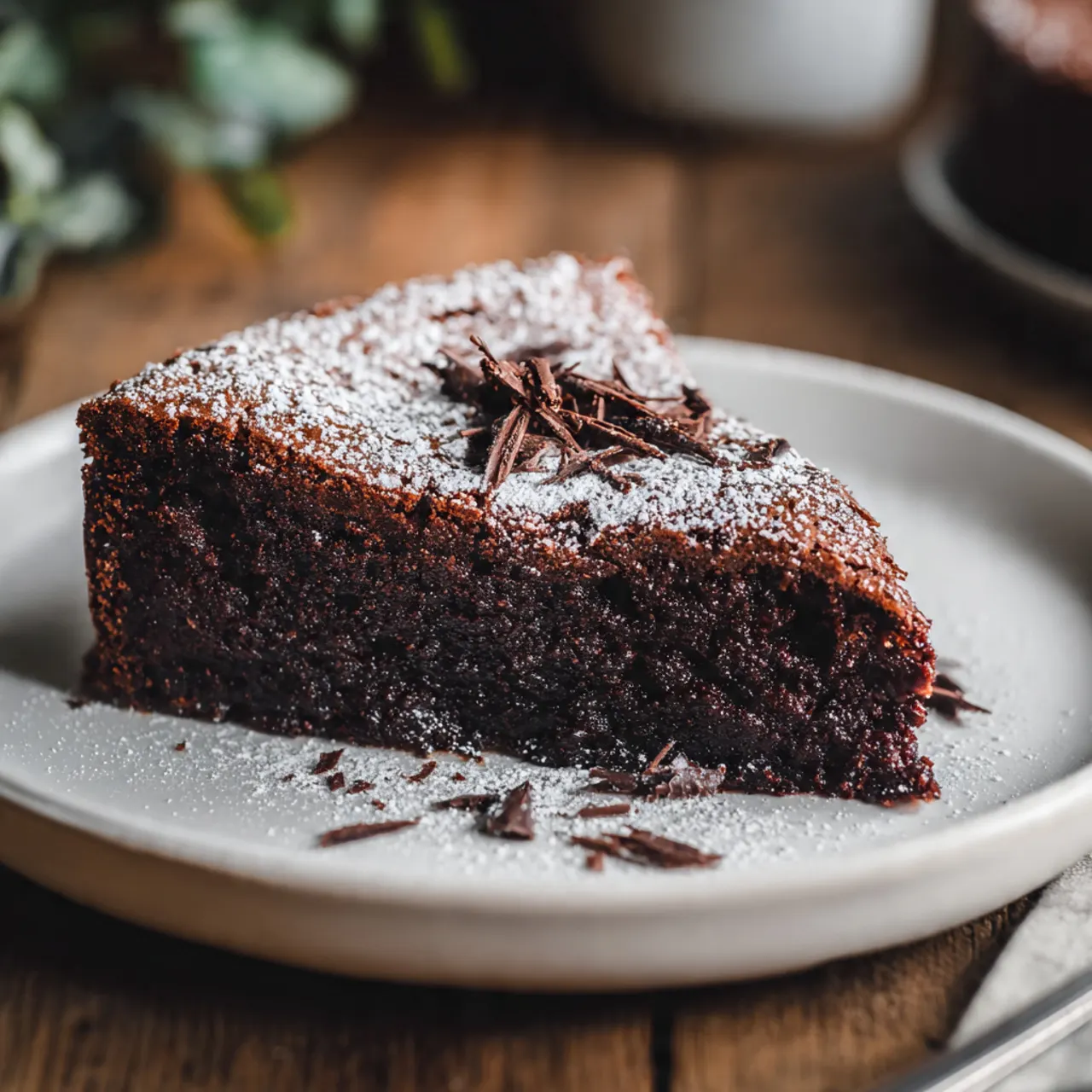 Vegan Flourless Chocolate Cake Recipe – Rich and Indulgent 8 Slice of fudgy flourless chocolate cake