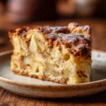 Moist vegan apple cake slice served on a plate
