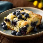 Lemon blueberry dump cake served hot