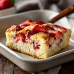 Strawberry cheesecake dump cake with fresh strawberries