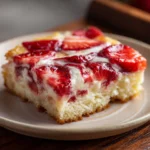 Strawberry cream cheese dump cake served warm
