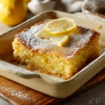 Classic lemon dump cake served hot
