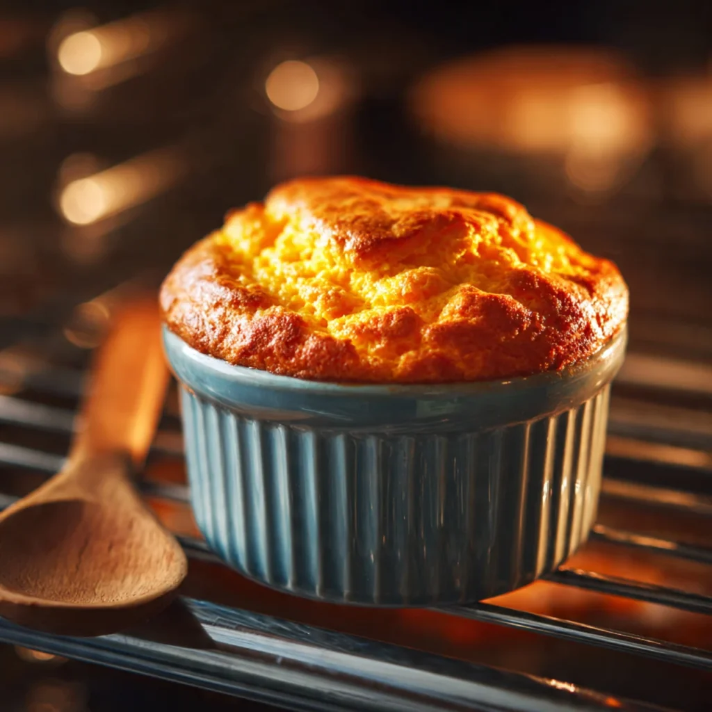 Carrot soufflé baking in the oven