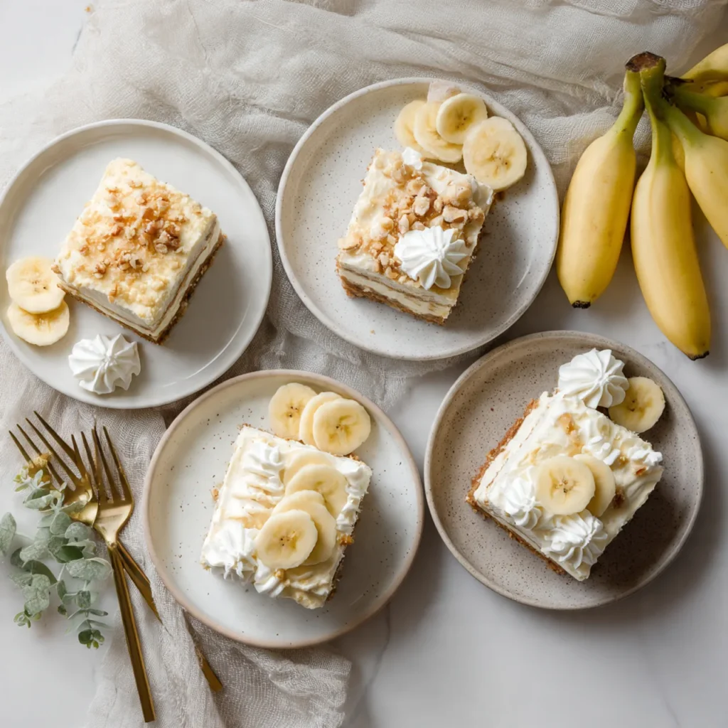 Four banana cream cheesecake variations