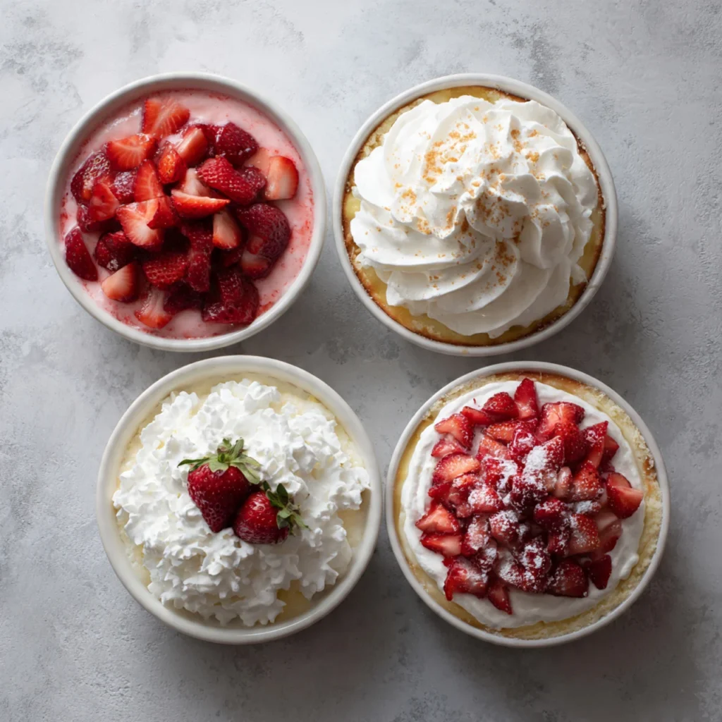 Variations of strawberry cream cheese dump cake