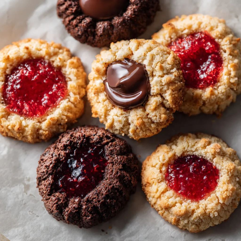 Four types of thumbprint cookies