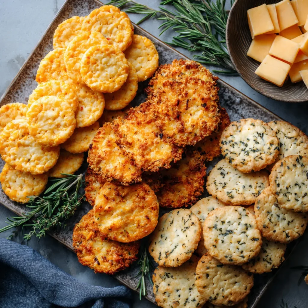 Four variations of cheesy cookies