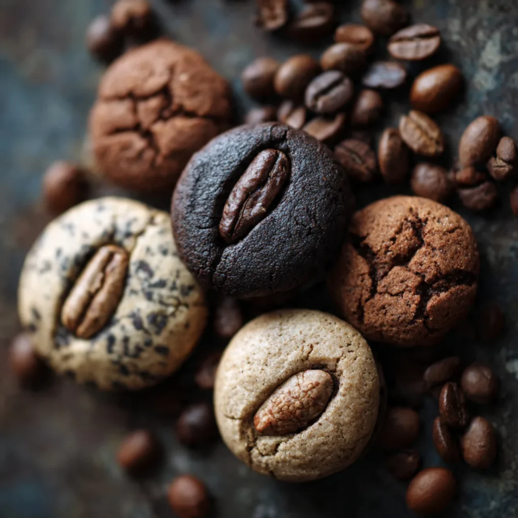 Variations of coffee bean cookies