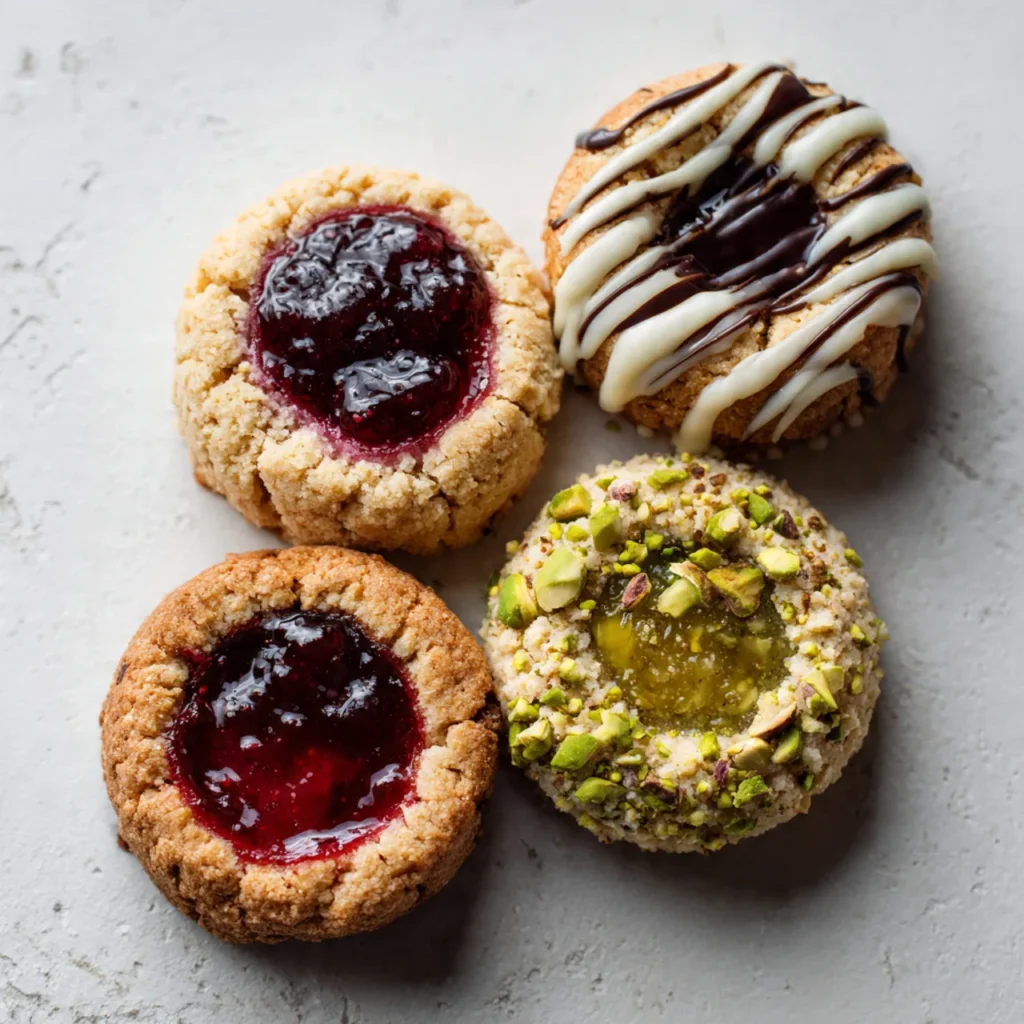 Pistachio Thumbprint Cookies Recipe – Easy Family-Friendly Baking 11 Four variations of pistachio thumbprint cookies