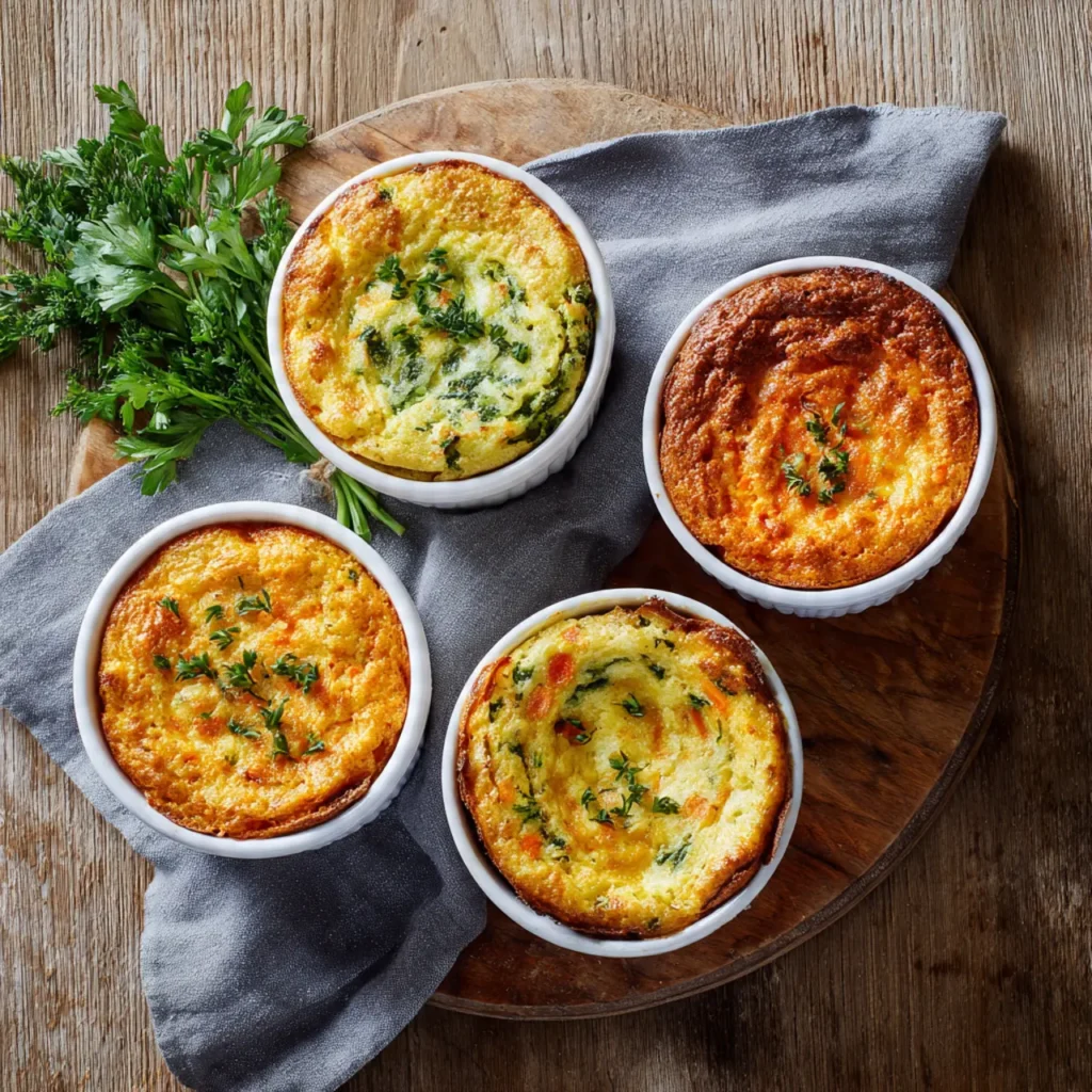 Four variations of carrot soufflé