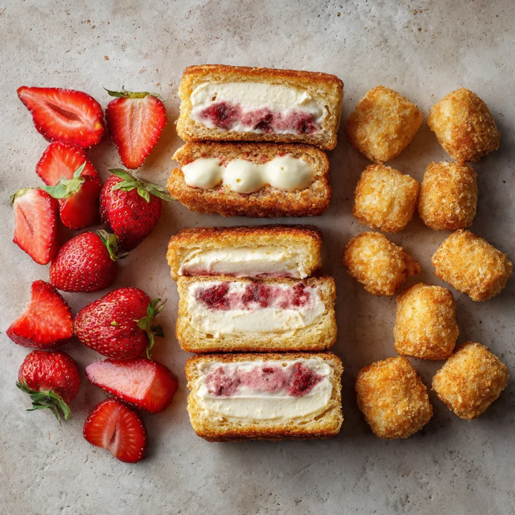 Variations of strawberry cheesecake sandwiches