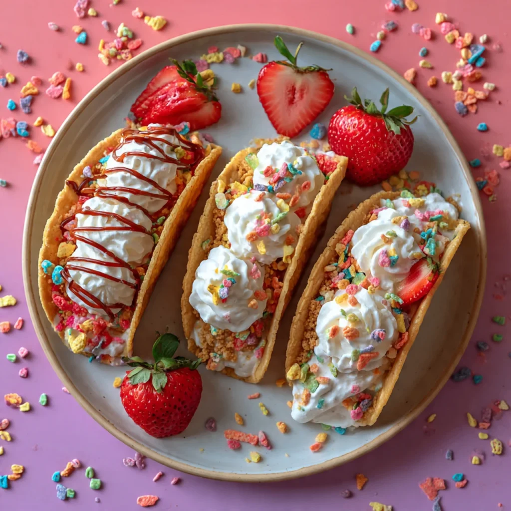 Variations of strawberry crunch cheesecake tacos