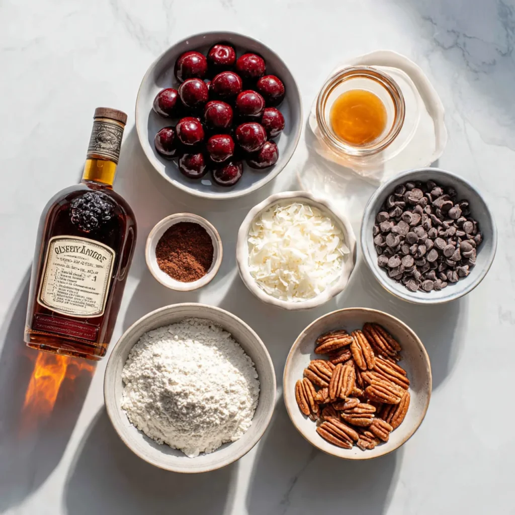 Ingredients for cherry bourbon balls
