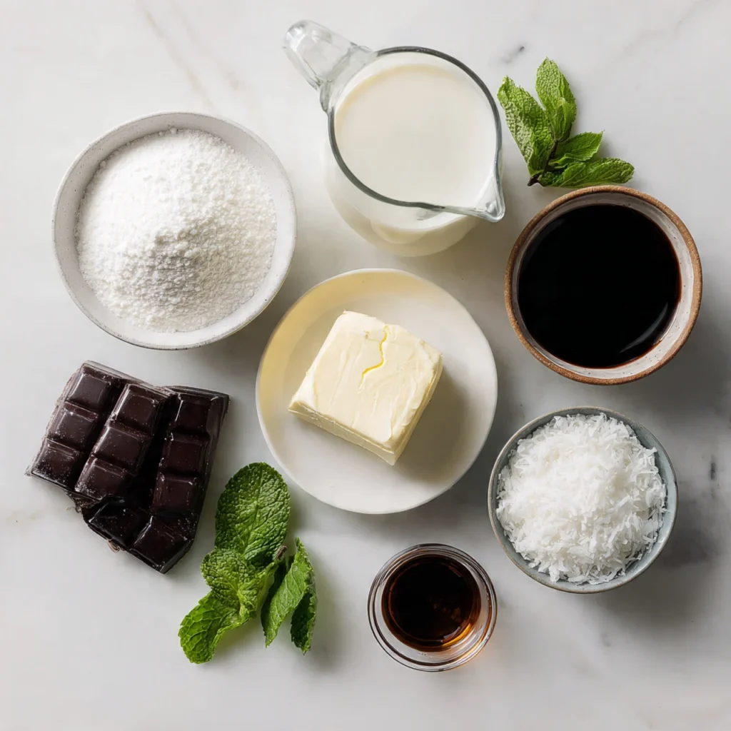 Ingredients for chocolate covered mint patties