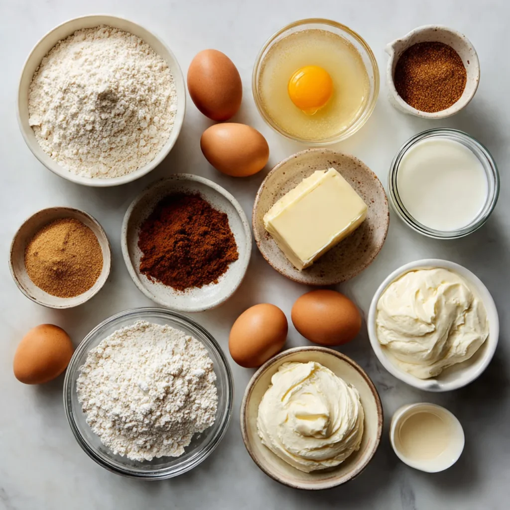 Ingredients for eggnog coffee cake