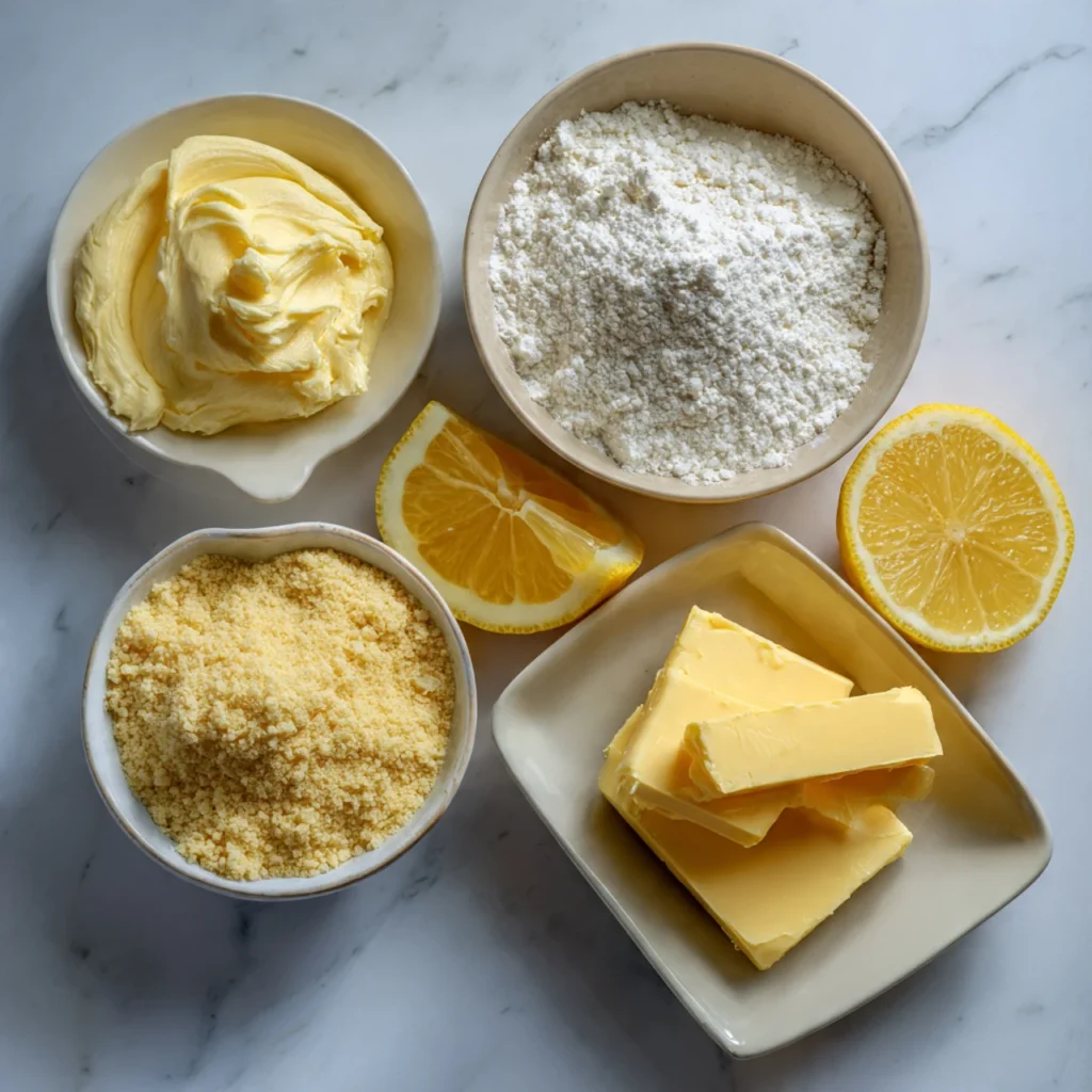 Ingredients for lemon cream cheese dump cake