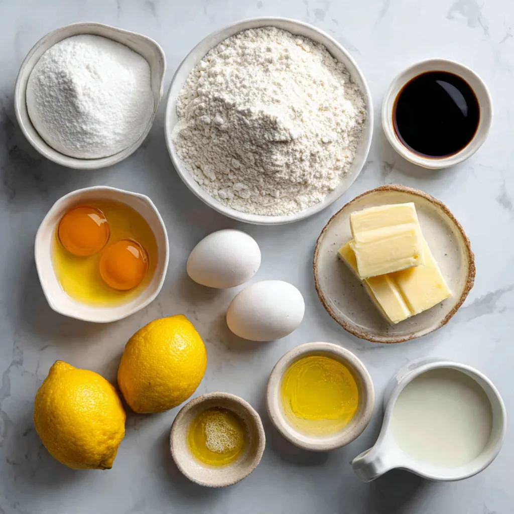 Ingredients for moist lemon cake
