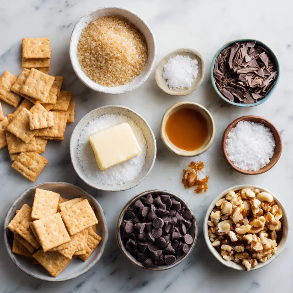 Ingredients for salted caramel bites laid out