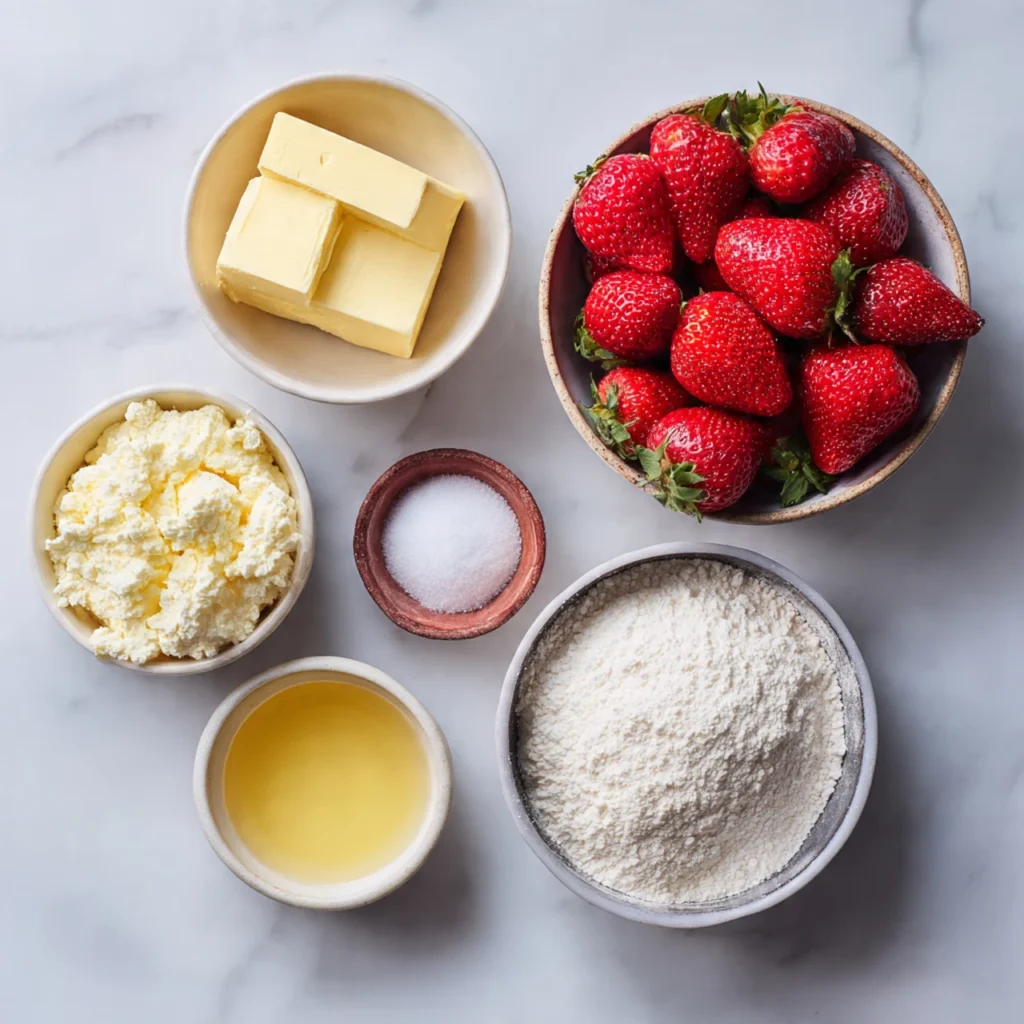 Ingredients for strawberry cream cheese dump cake