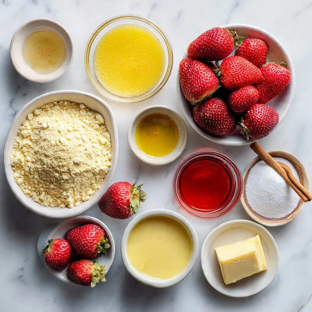 Ingredients for strawberry peach dump cake
