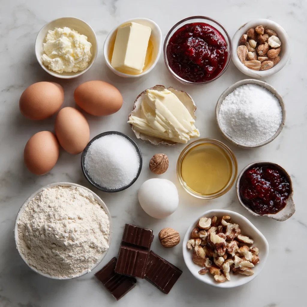 Ingredients for thumbprint cookies