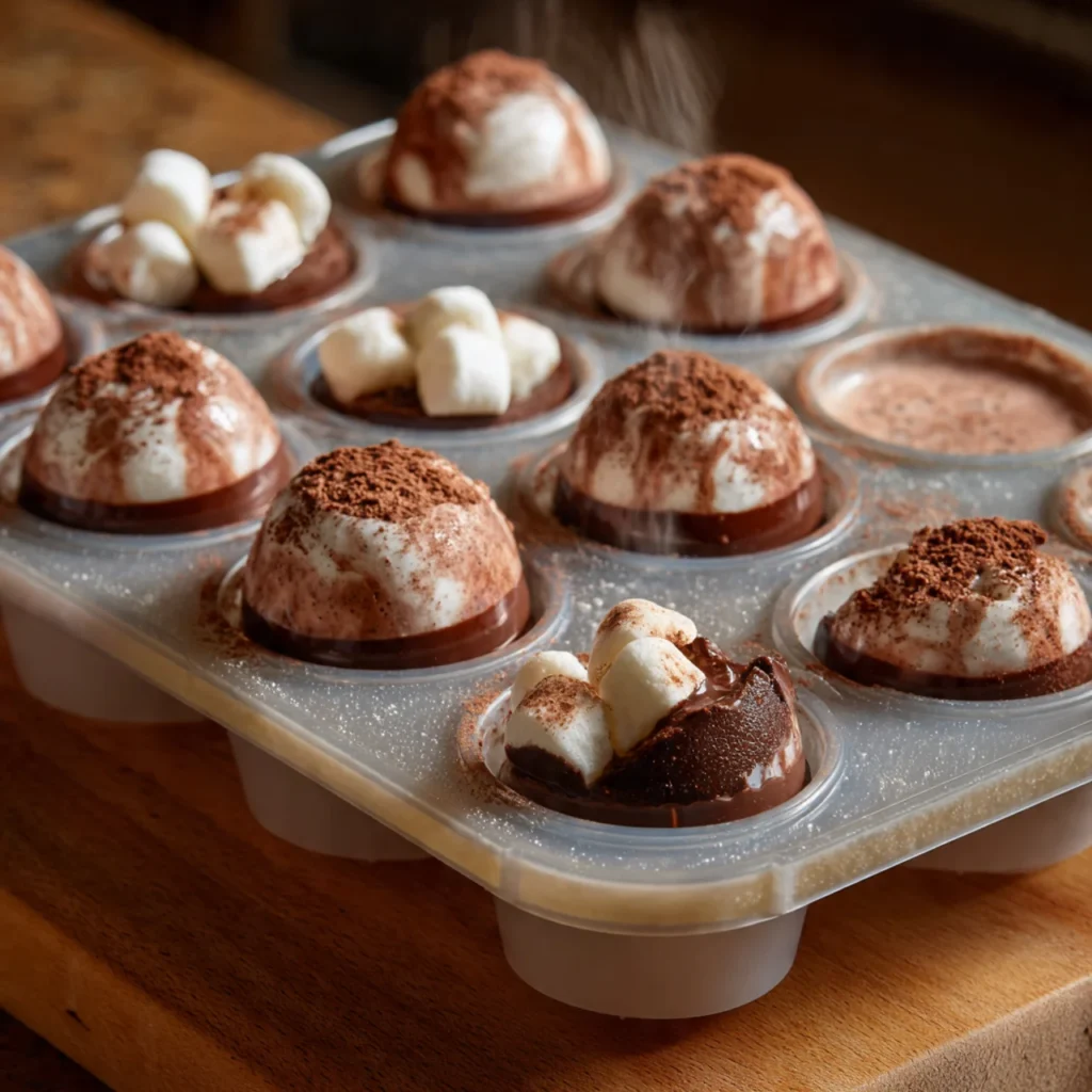 Hot Chocolate Bombs Recipe: Easy DIY for Family Fun 10 Assembling hot chocolate bombs in molds