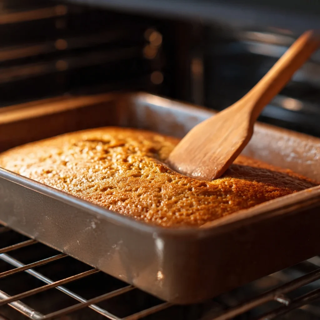 Baking chai cake in the oven