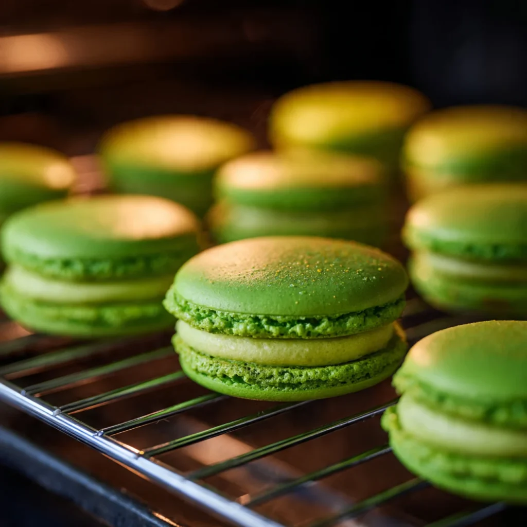 Christmas Tree Cake Macaron Recipe: Easy and Festive Holiday Treat 10 Baking Christmas tree cake macarons in oven