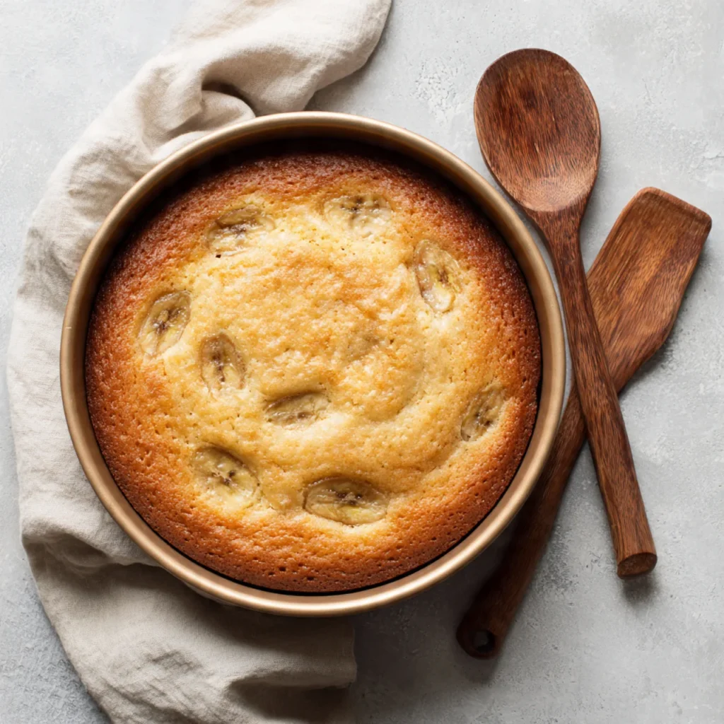 Baking classic banana cake in oven