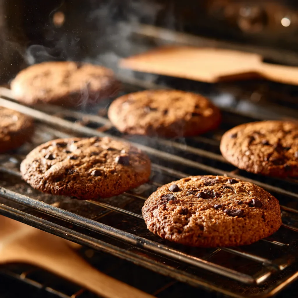 Baking coffee bean cookies in the oven