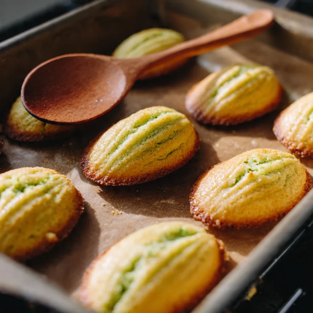 Pandan Coconut Madeleines – Easy Homemade Shell-Shaped Madeleines 10 Baking pandan coconut madeleines in oven