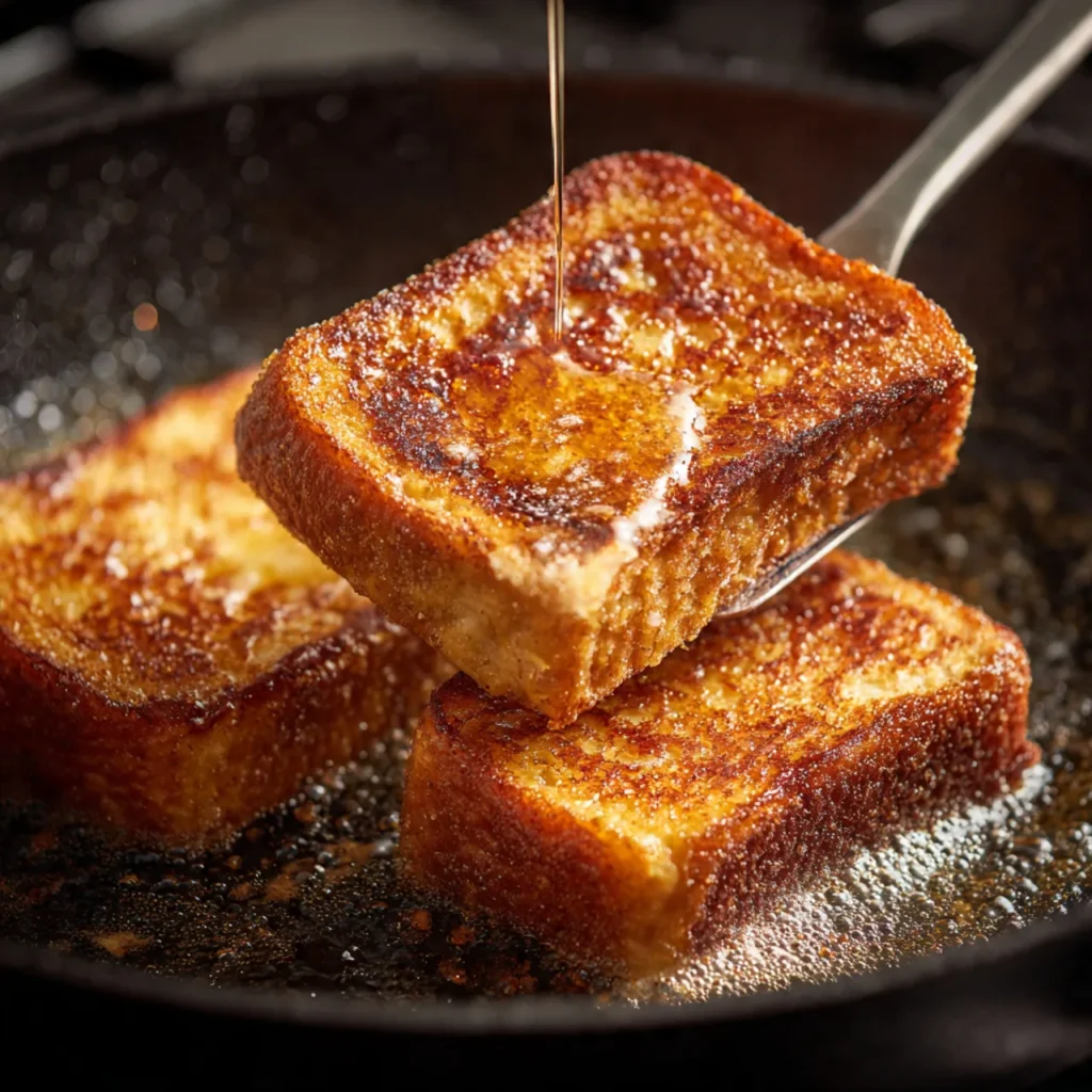 Homemade Cinnamon Toast – A Sweet & Simple Breakfast Favorite 10 Cooking cinnamon toast on a skillet
