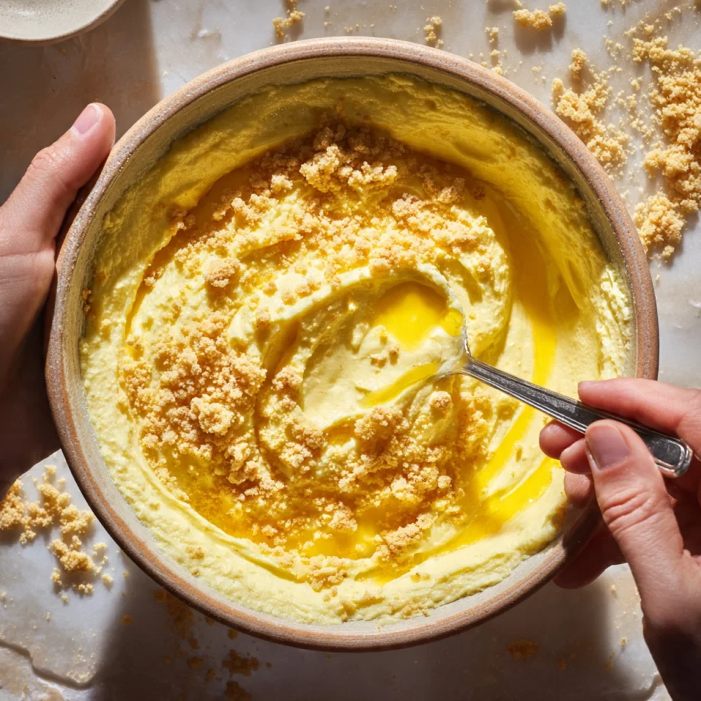 Mixing lemon truffle mixture