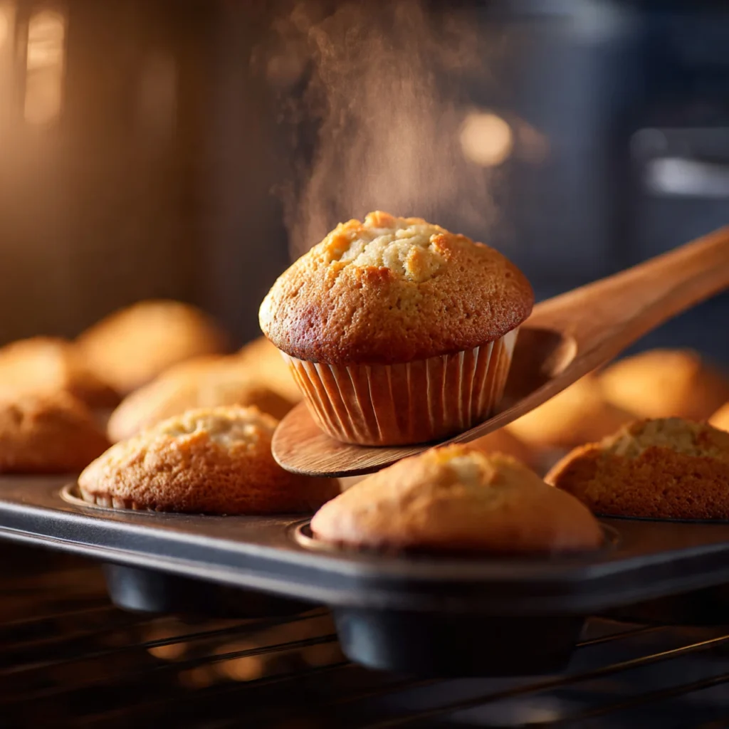 Baking orange zest muffins in the oven