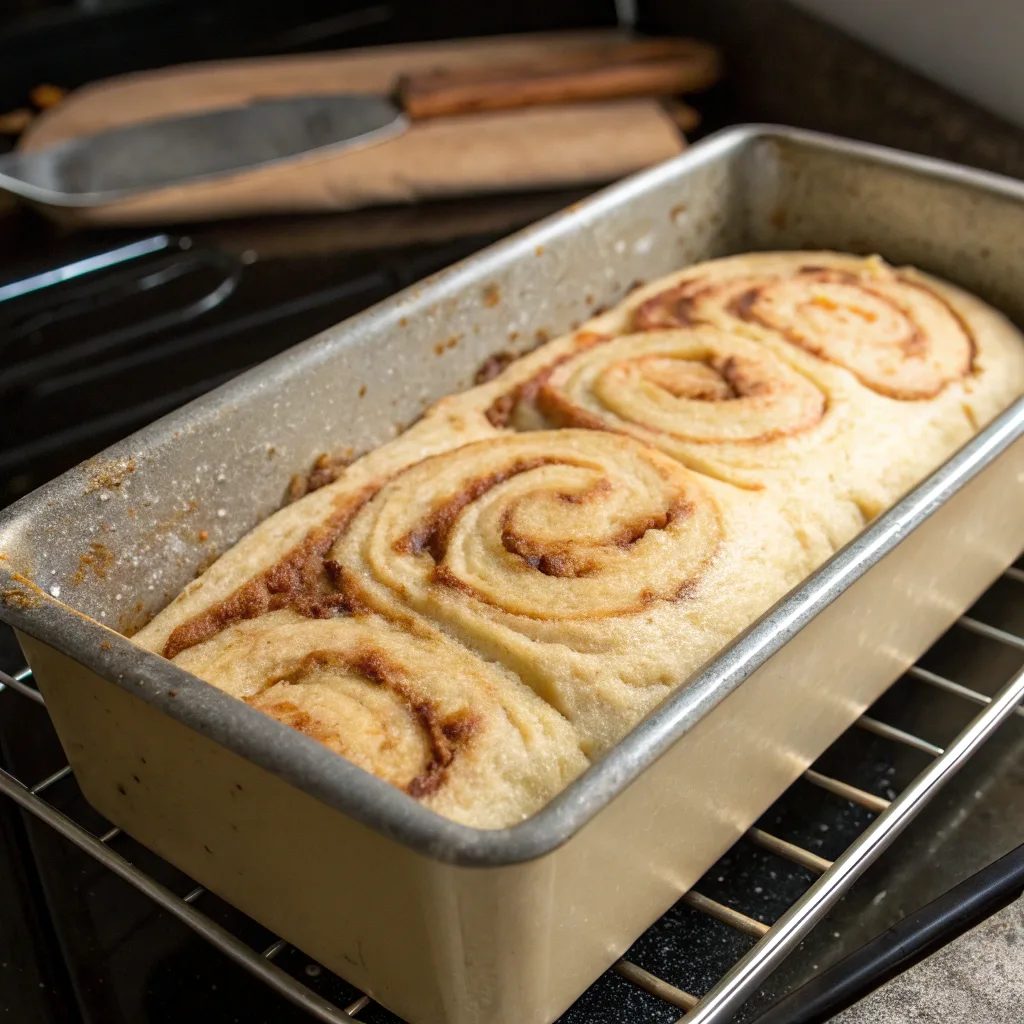Baking Easy Amish Apple Fritter Bread in loaf pan