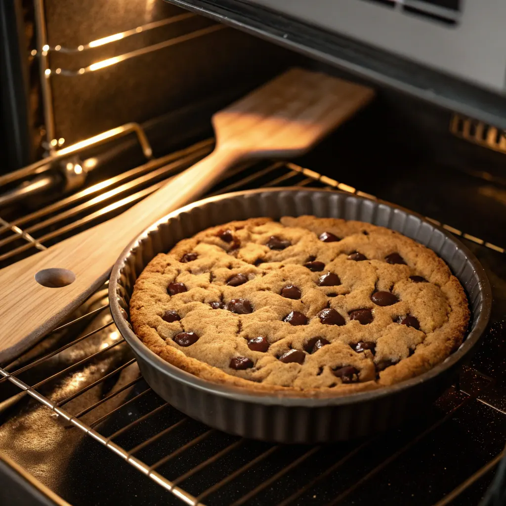 Cookie Pie Recipe: Easy One-Pan Dessert for Chocolate Lovers 10 Baking cookie pie in oven